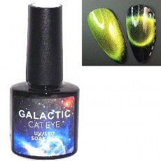 Золотисто-зеленый гель-лак кошачий глаз Galactic Cat eyes №01 (GCe-01)